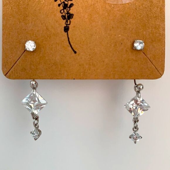 Silver Cubic Zirconia Earrings  - Picture 2 of 4